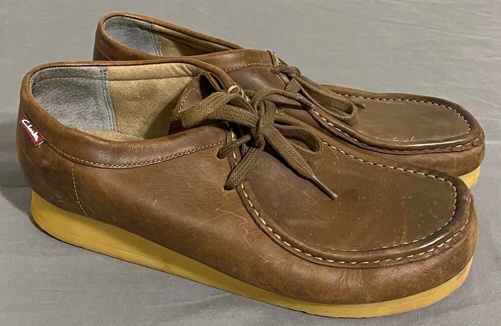 Clarks Originals Wallabee Mens Beeswax Leather Size 11.5 Brown Crepe Sole